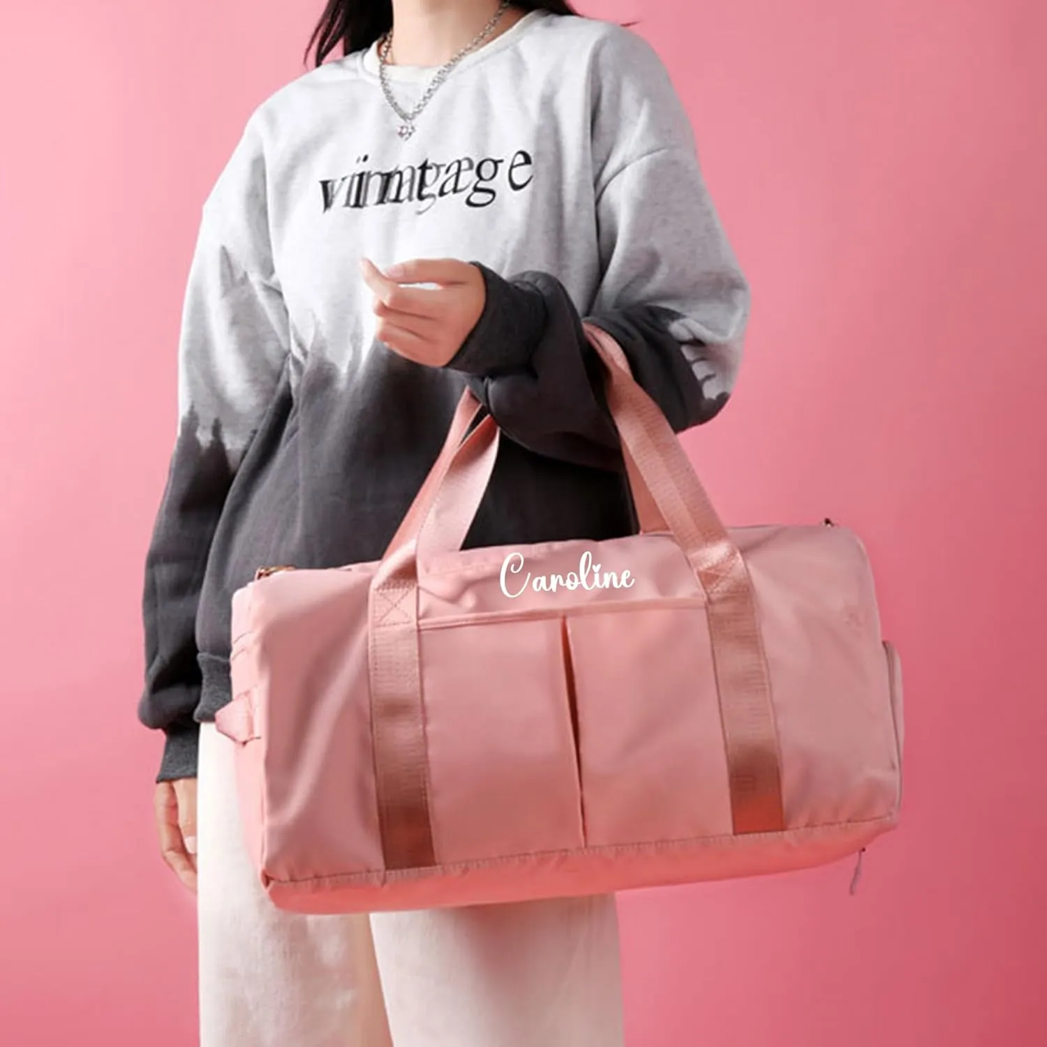 Personalized Duffel Travel Bag Name Custom Sports Gym Bags Customized Dance Bag with Wet Dry Pockets & Shoe Weekender Overnight Bridesmaid Gift