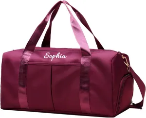 Personalized Duffel Travel Bag Name Custom Sports Gym Bags Customized Dance Bag with Wet Dry Pockets & Shoe Weekender Overnight Bridesmaid Gift