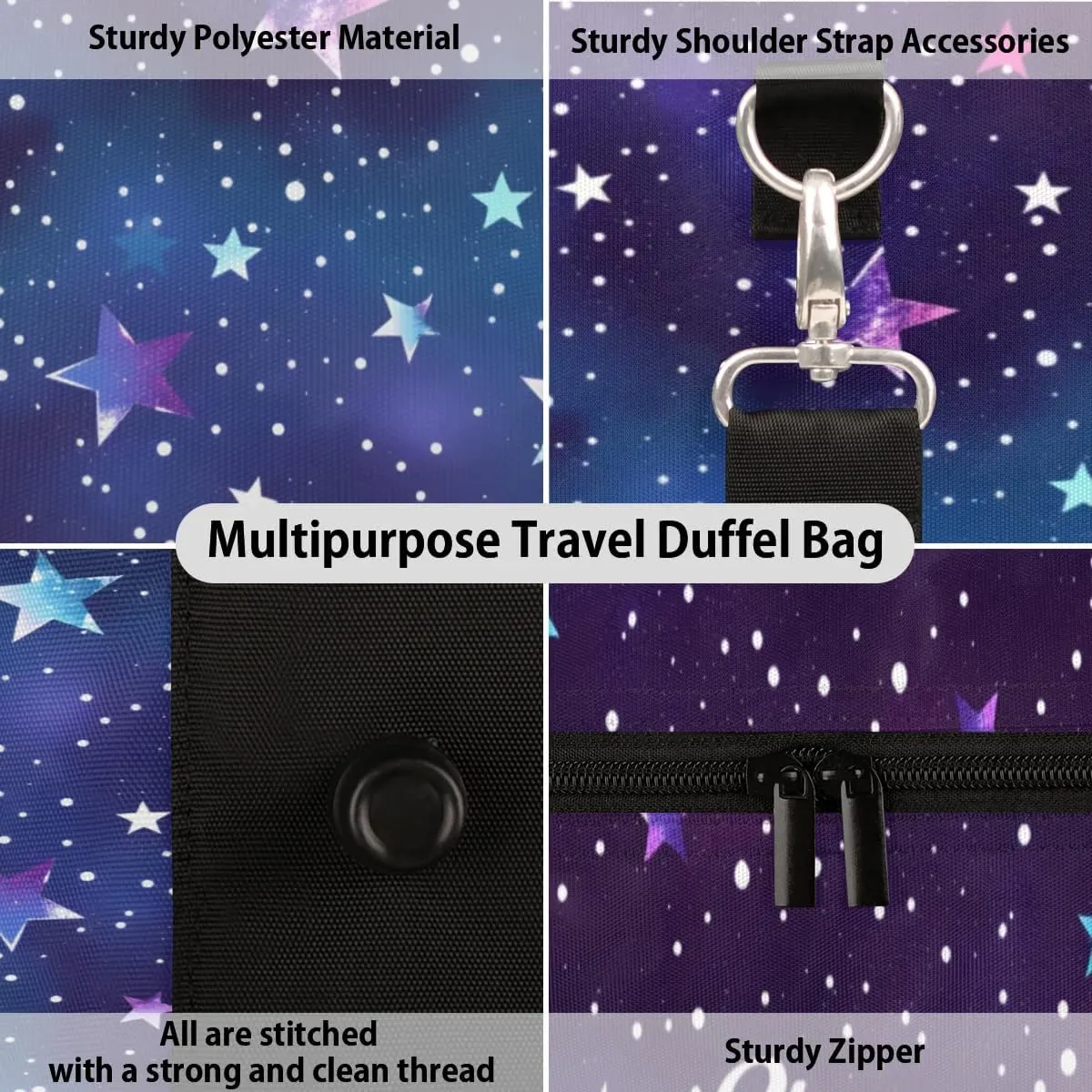 Personalized Duffle-Bag for Travel Small Overnight Tote Bag Blue Stars Sky Luggage-Bag
