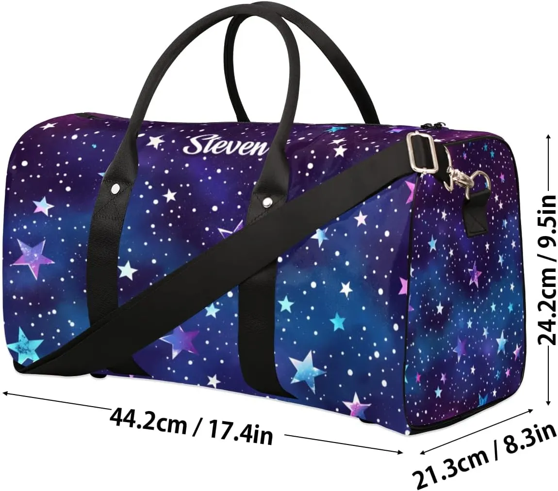 Personalized Duffle-Bag for Travel Small Overnight Tote Bag Blue Stars Sky Luggage-Bag