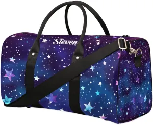 Personalized Duffle-Bag for Travel Small Overnight Tote Bag Blue Stars Sky Luggage-Bag