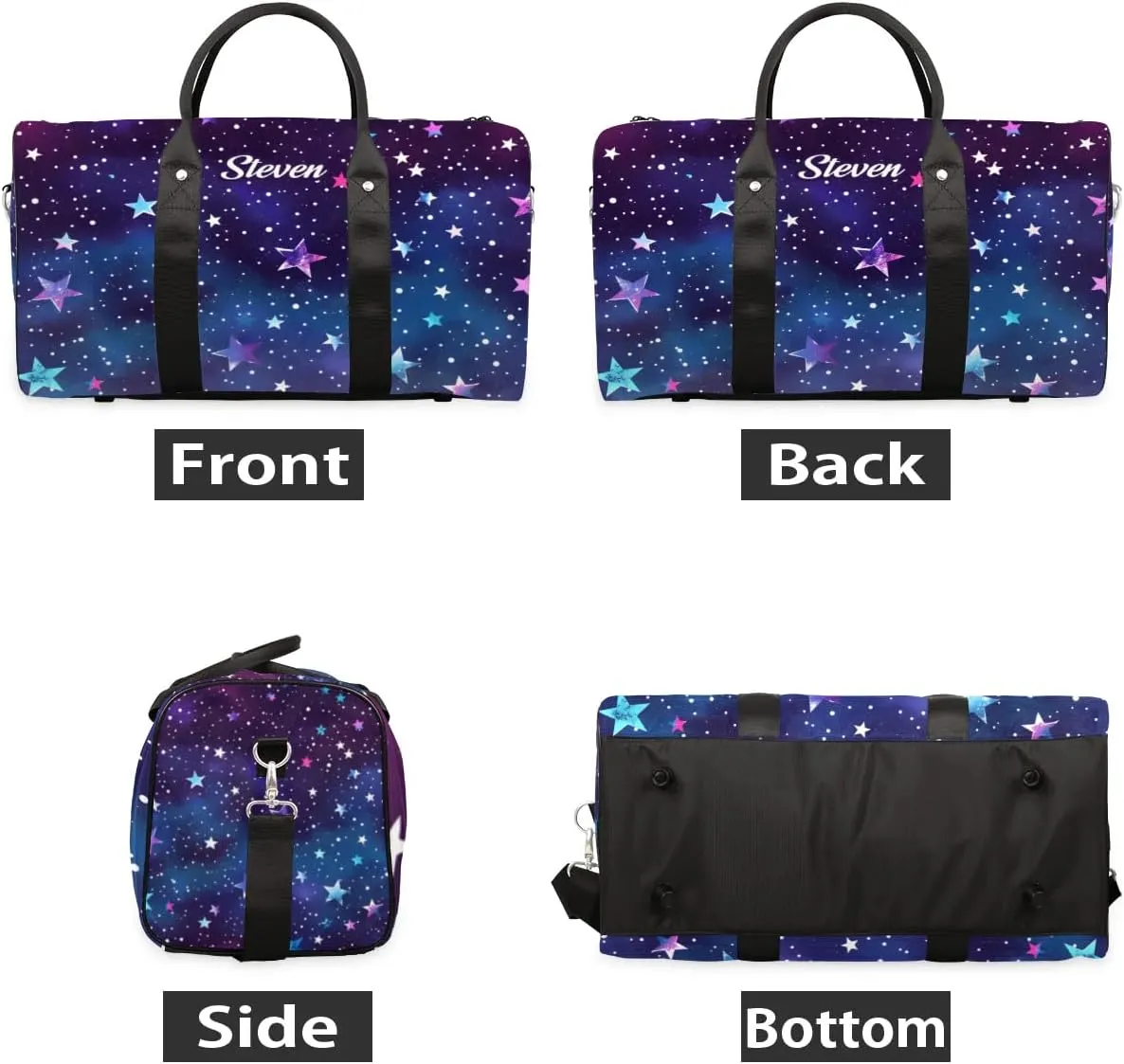 Personalized Duffle-Bag for Travel Small Overnight Tote Bag Blue Stars Sky Luggage-Bag