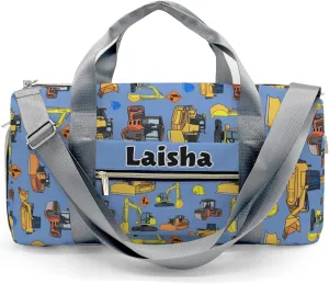 Personalized Fun Construction Vehicles Duffel Bag,Customized Sport Player Travel Bag for Gifts