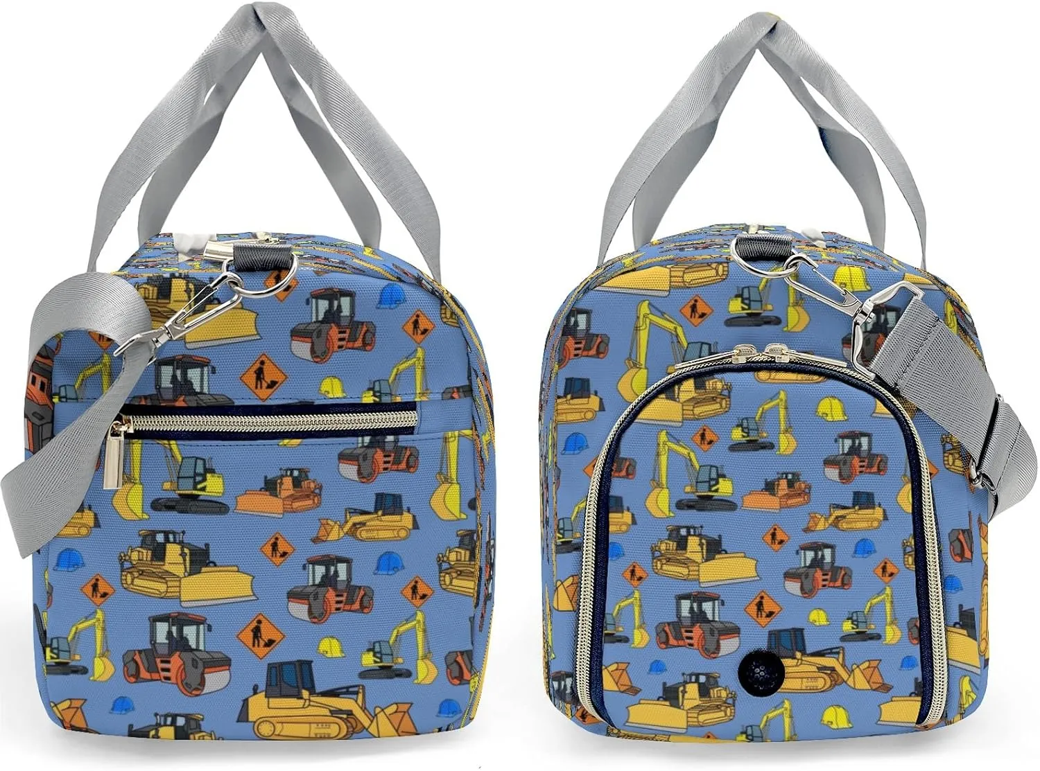 Personalized Fun Construction Vehicles Duffel Bag,Customized Sport Player Travel Bag for Gifts