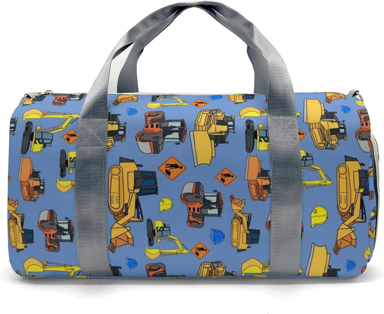 Personalized Fun Construction Vehicles Duffel Bag,Customized Sport Player Travel Bag for Gifts