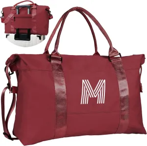 Personalized Gifts, Initial Travel Duffel Bag, Sports Bag, Personalized Weekender Bag with Shoulder Strap, Monogram Overnight Bag, Graduation Gifts for Her (Letter M)