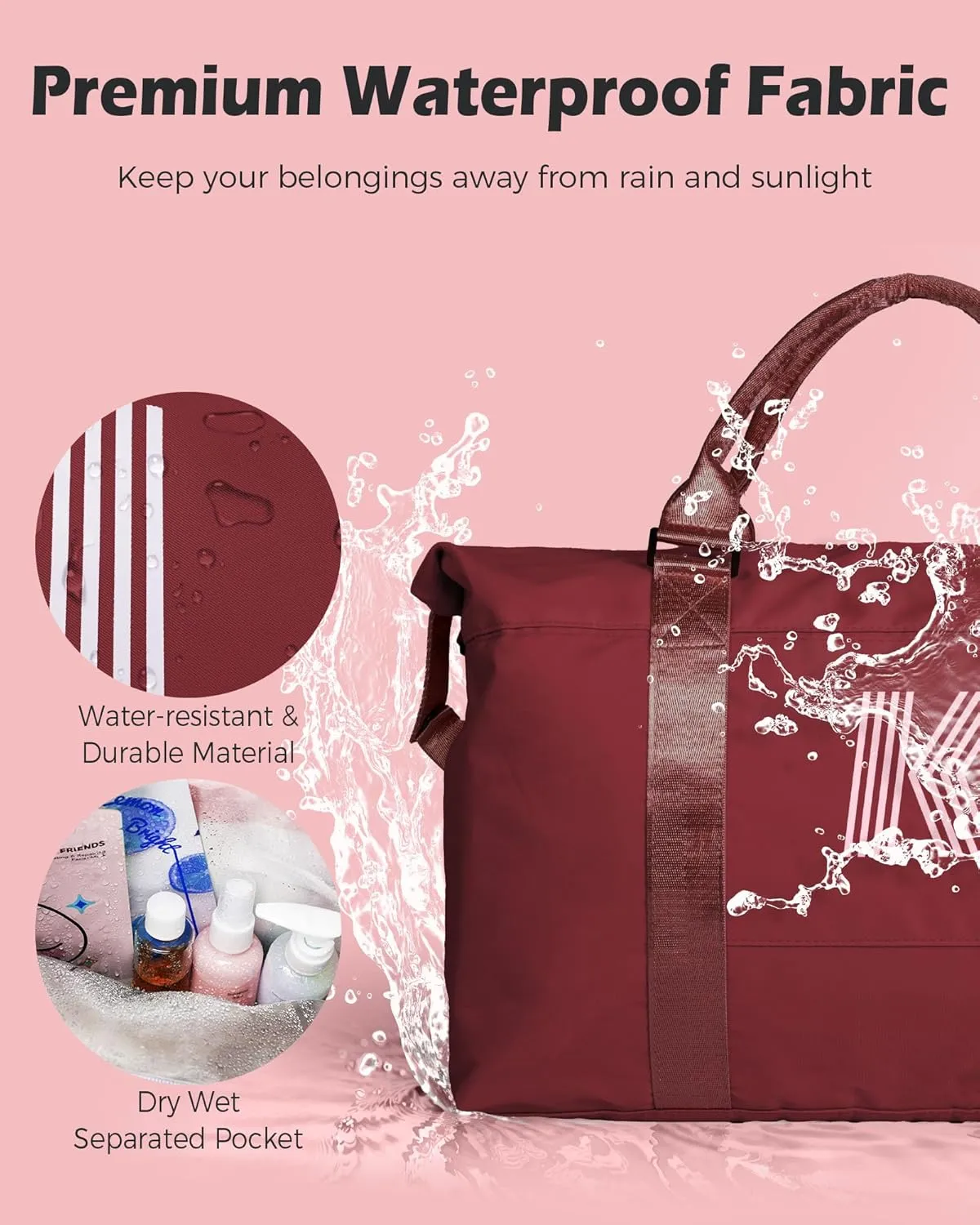 Personalized Gifts, Initial Travel Duffel Bag, Sports Bag, Personalized Weekender Bag with Shoulder Strap, Monogram Overnight Bag, Graduation Gifts for Her (Letter M)
