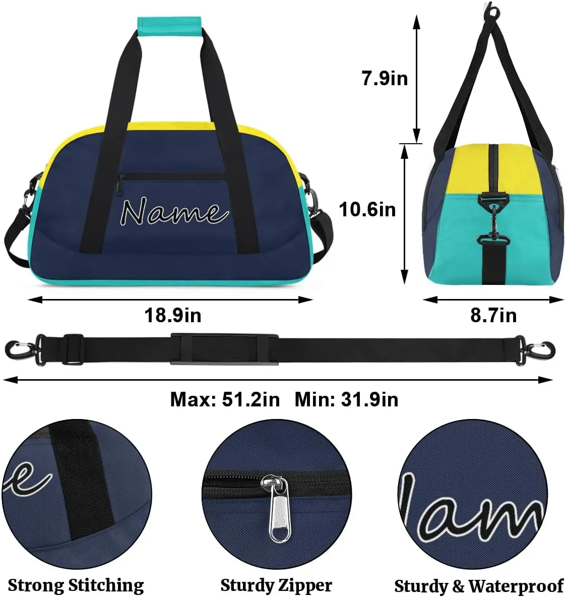 Personalized Gym Bag Cute Gymnastics Ballet Dance Bag Custom Name Travel Duffle Bag Weekender Carry on Overnight Bags