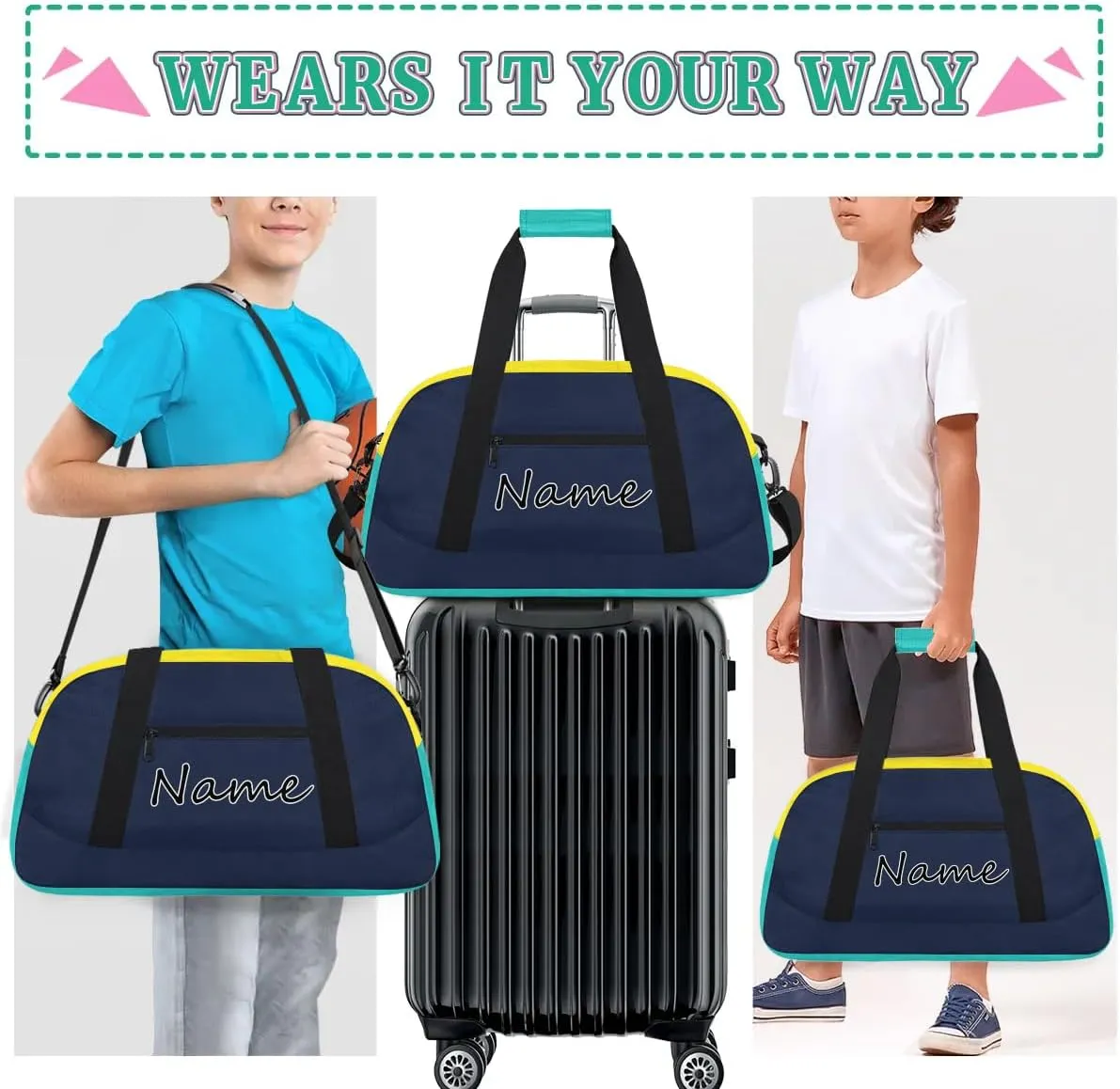 Personalized Gym Bag Cute Gymnastics Ballet Dance Bag Custom Name Travel Duffle Bag Weekender Carry on Overnight Bags