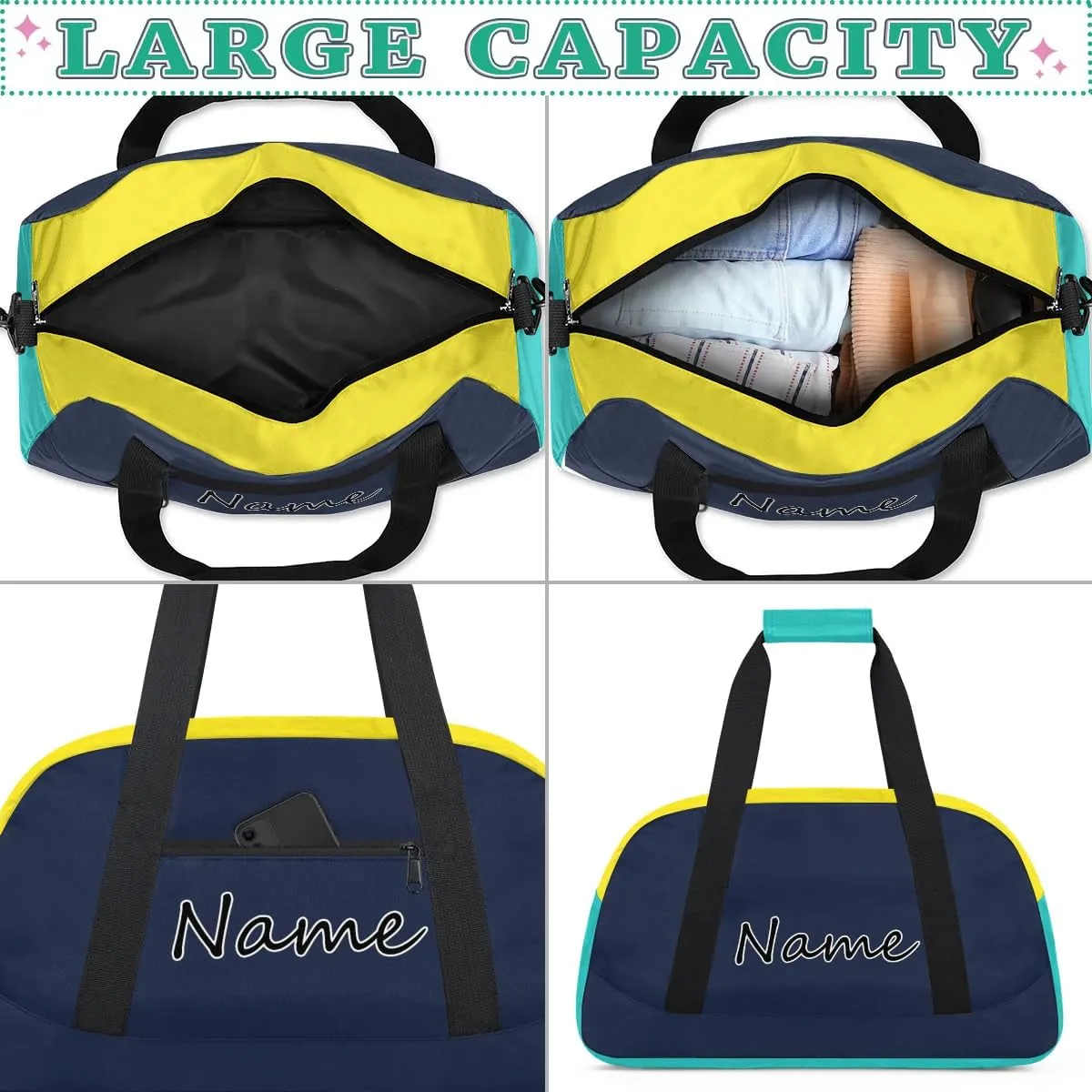 Personalized Gym Bag Cute Gymnastics Ballet Dance Bag Custom Name Travel Duffle Bag Weekender Carry on Overnight Bags