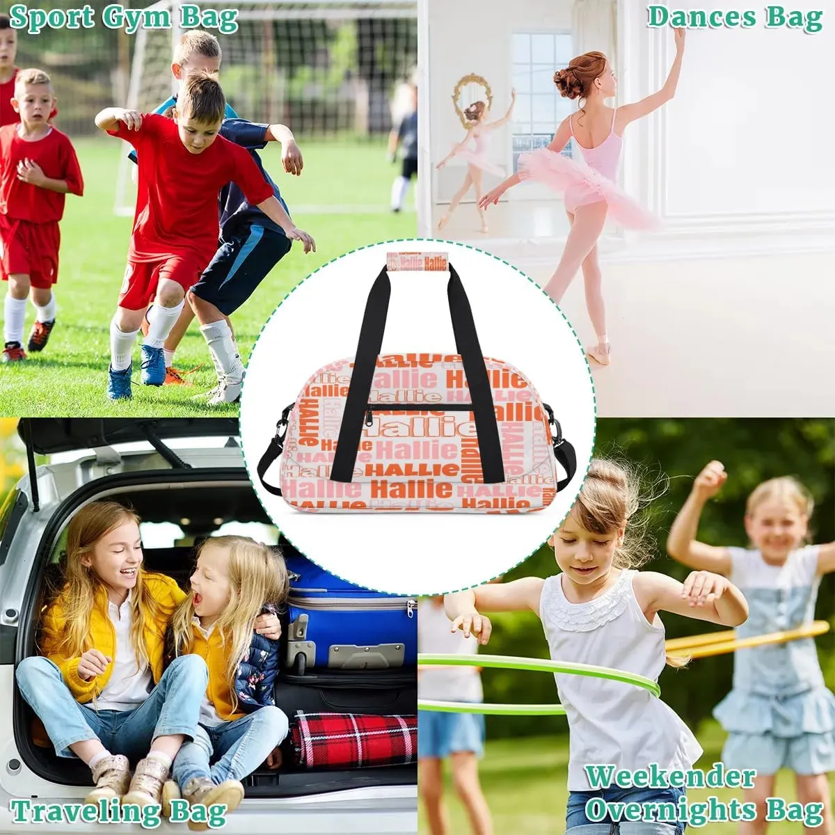 Personalized Gym Bag Duffel Bag for Girls Boys, Custom Cheerleader Bag Overnight Bags for Gymnastics Travel Sport Dance Monogrammed Name
