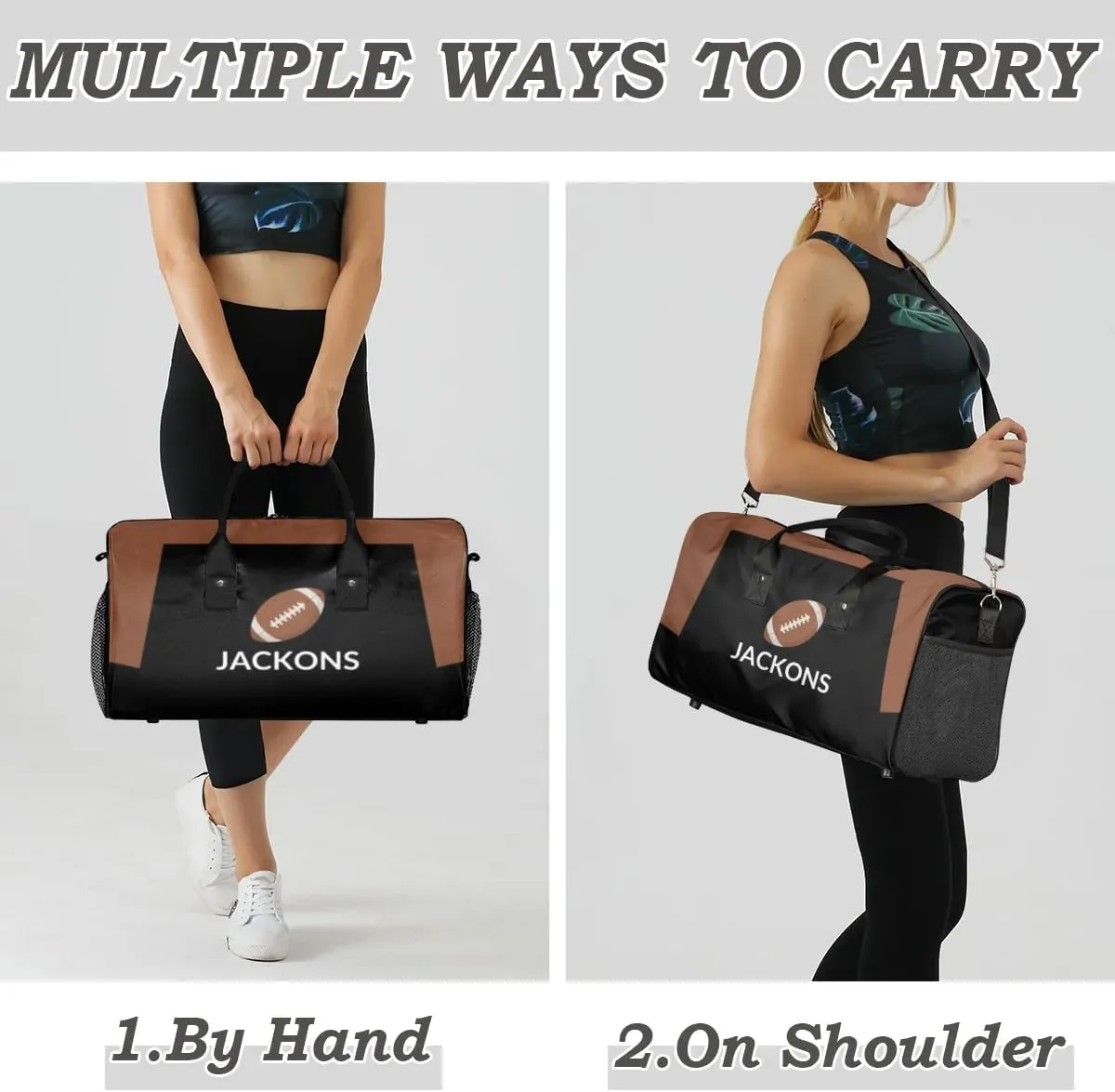 Personalized Gym Bag for Men & Women Football American Ball Duffel Bag with Custom Text, Duffle Bag for Travel, Fitness & Workout, Sports Gifts for Men
