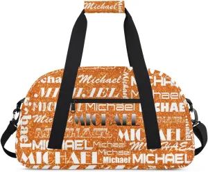 Personalized Gym Bag with Name Glitter Orange Custom Gym Bag Sport Duffel Bag for Women, Customized Gymnastics Ballet Dance Bag Overnight Weekender Bag
