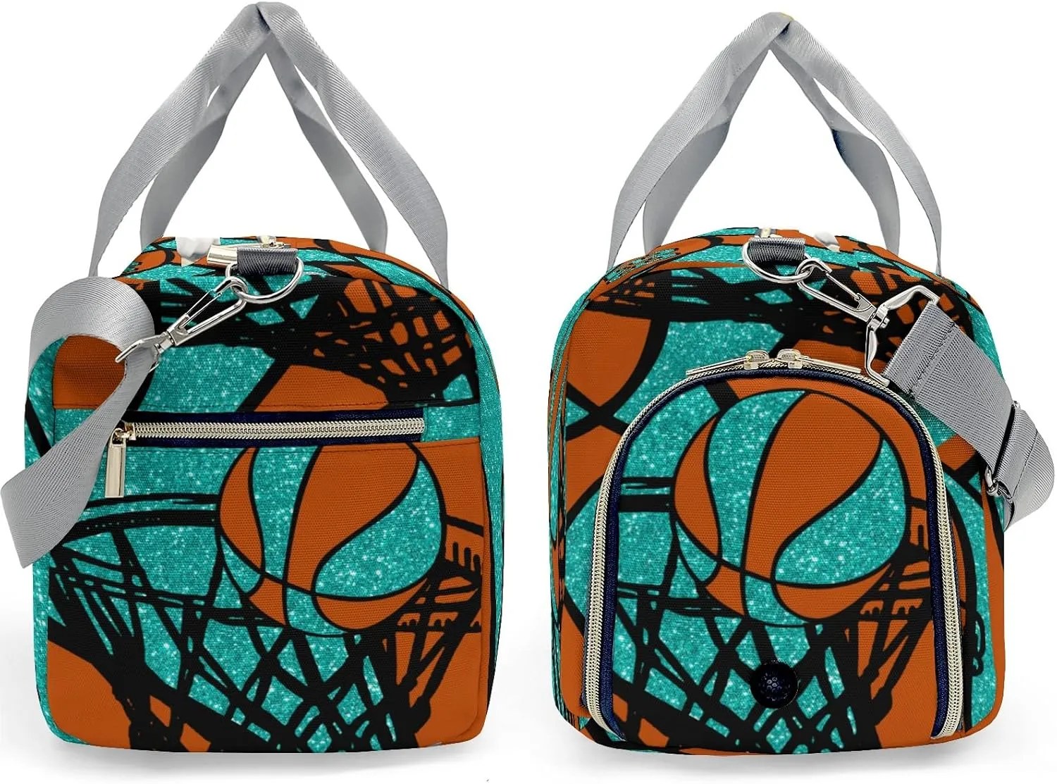 Personalized Gym Bag,Custom Name Basketball Gym Turquoise Sport Duffel Bag Weekender Carry On Travel Duffel Bag