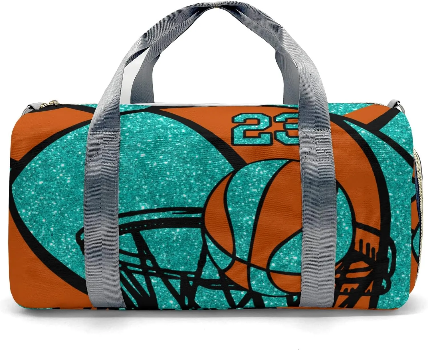 Personalized Gym Bag,Custom Name Basketball Gym Turquoise Sport Duffel Bag Weekender Carry On Travel Duffel Bag