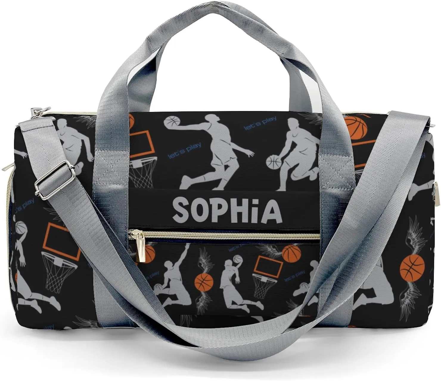 Personalized Gym Bag,Custom Name Basketball Sport Player Sport Duffel Bag Weekender Carry On Travel Duffel Bag
