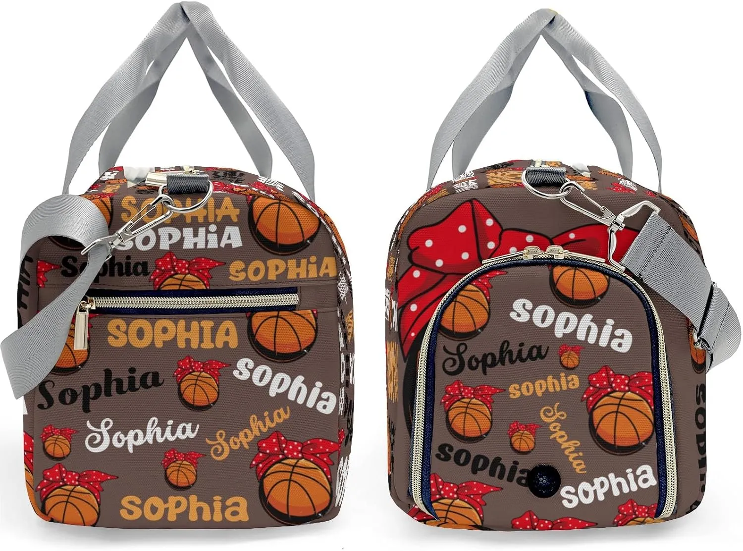 Personalized Gym Bag,Custom Name Basketball Text Brown Sport Duffel Bag Weekender Carry On Travel Duffel Bag