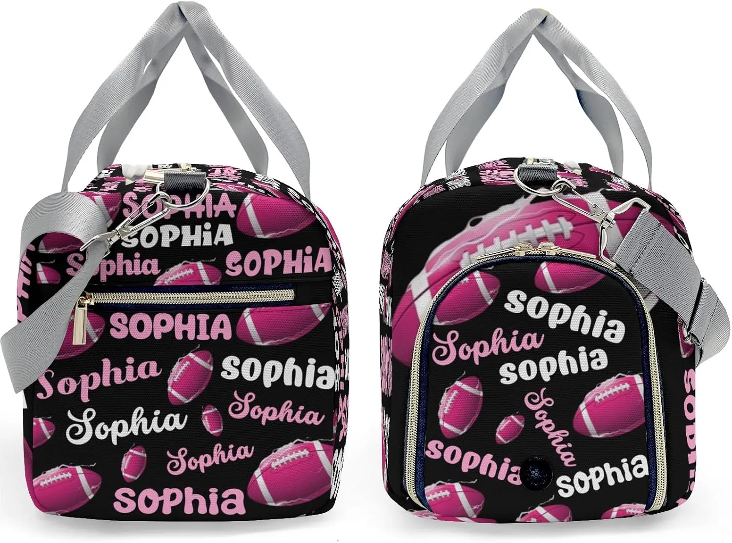 Personalized Gym Bag,Custom Name Football Text Black Sport Duffel Bag Weekender Carry On Travel Duffel Bag