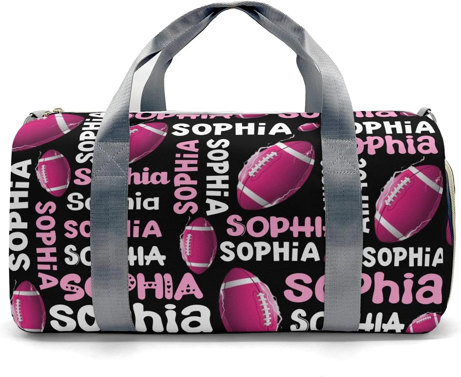 Personalized Gym Bag,Custom Name Football Text Black Sport Duffel Bag Weekender Carry On Travel Duffel Bag