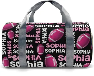 Personalized Gym Bag,Custom Name Football Text Black Sport Duffel Bag Weekender Carry On Travel Duffel Bag