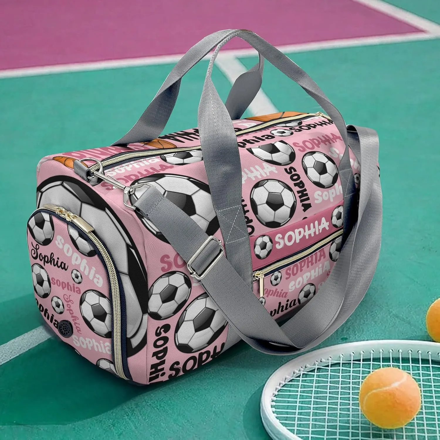 Personalized Gym Bag,Custom Name Soccer Text Sport Duffel Bag Weekender Carry On Travel Duffel Bag