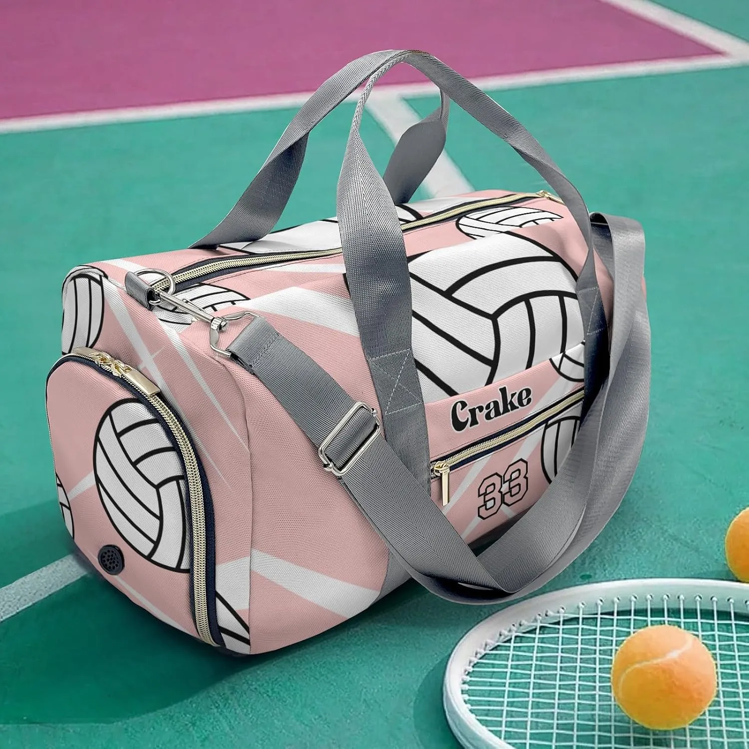 Personalized Gym Bag,Custom Name Team Volleyball Rose Sport Duffel Bag Weekender Carry On Travel Duffel Bag