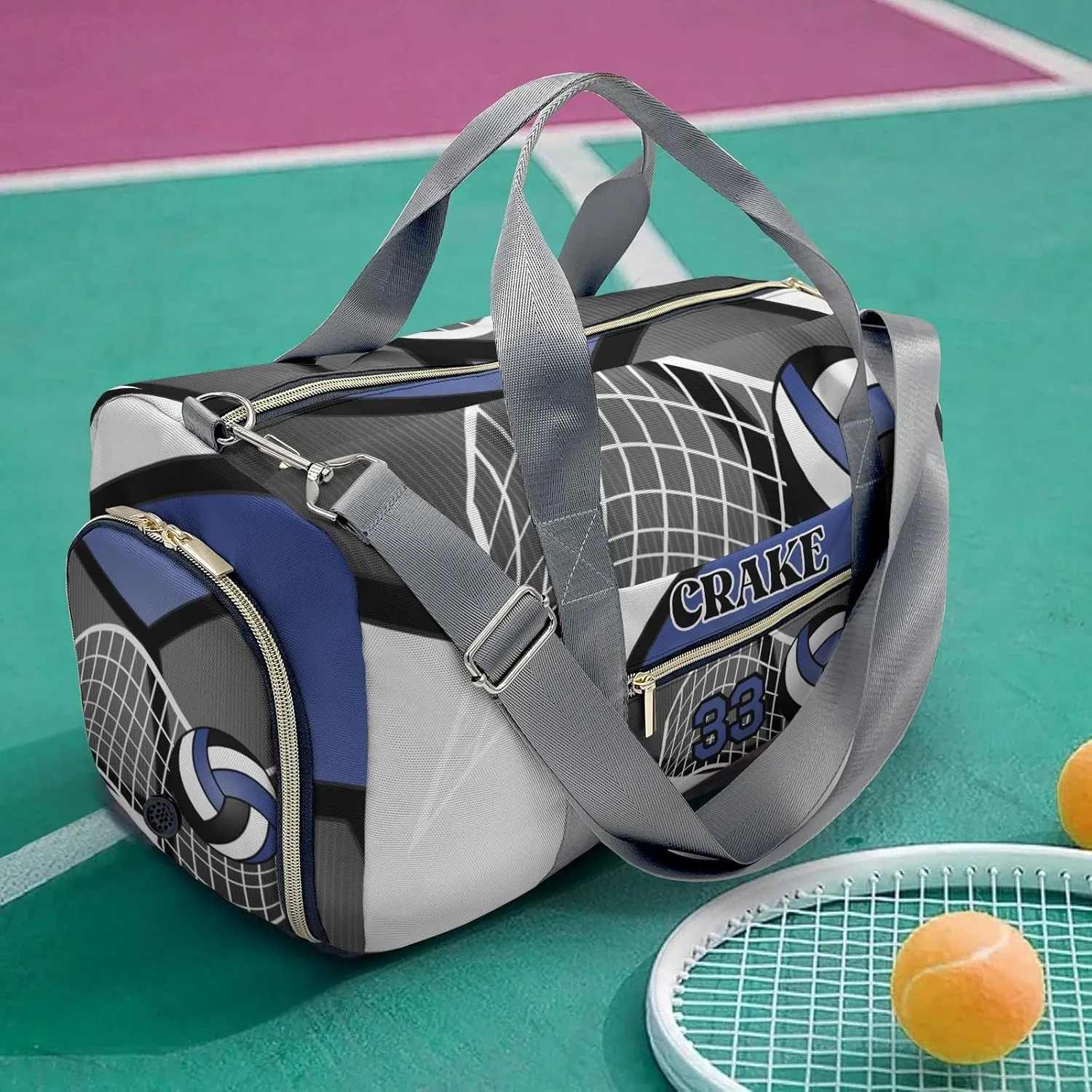 Personalized Gym Bag,Custom Name Volleyball Team Royal Sport Duffel Bag Weekender Carry On Travel Duffel Bag