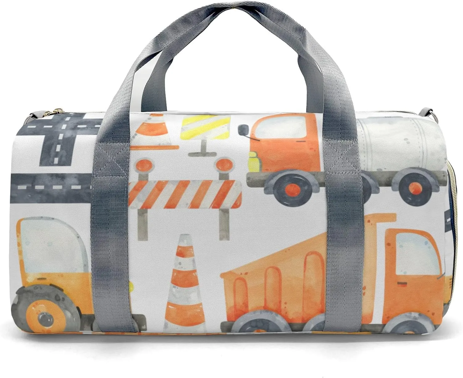 Personalized Gym Bag,Custom Name Watercolor Construction Tractors Sport Duffel Bag Weekender Carry On Travel Duffel Bag