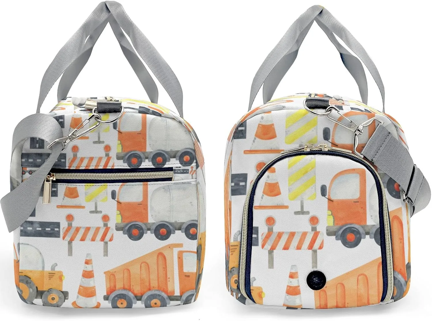 Personalized Gym Bag,Custom Name Watercolor Construction Tractors Sport Duffel Bag Weekender Carry On Travel Duffel Bag