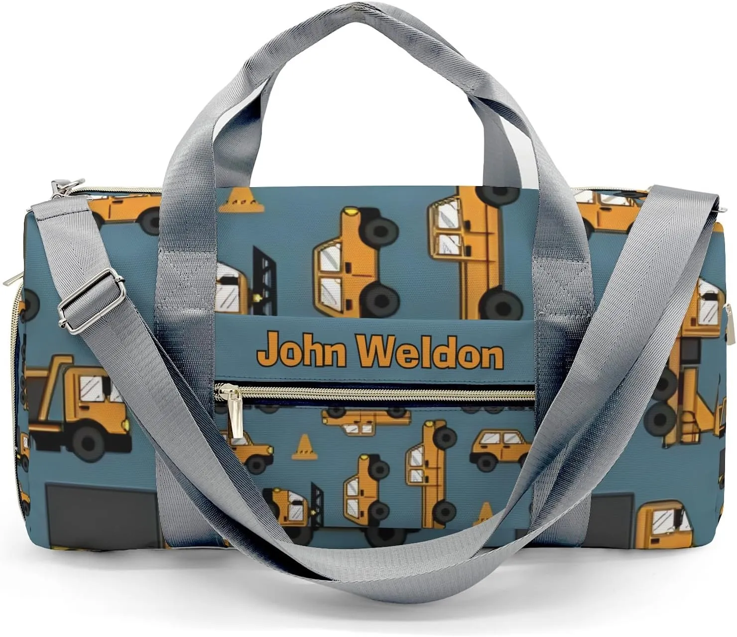 Personalized Gym Bag,Custom Name Work Trucks Cars Sport Duffel Bag Weekender Carry On Travel Duffel Bag