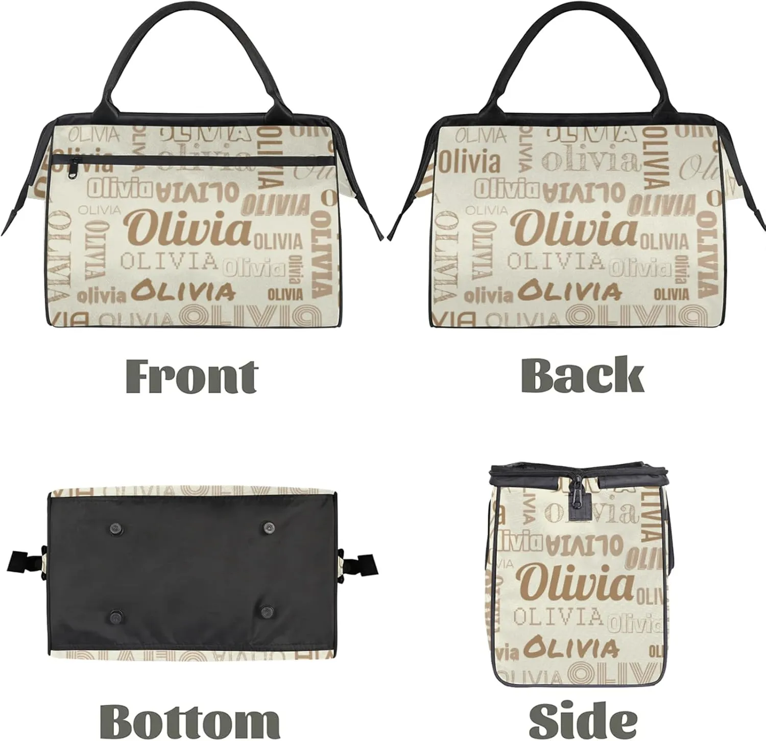 Personalized Gym Duffel Bag with Name Custom Travel Sports Bag for Women Men Waterproof Dance Ballet Bag Lightweight 15.2in, Beige