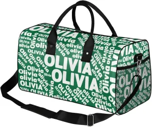 Personalized Gym Sport Duffel Bag with Name Custom Travel Overnight Bag Waterproof Customized Dance Bag Carry-On Tote 17.4in, Dark Green