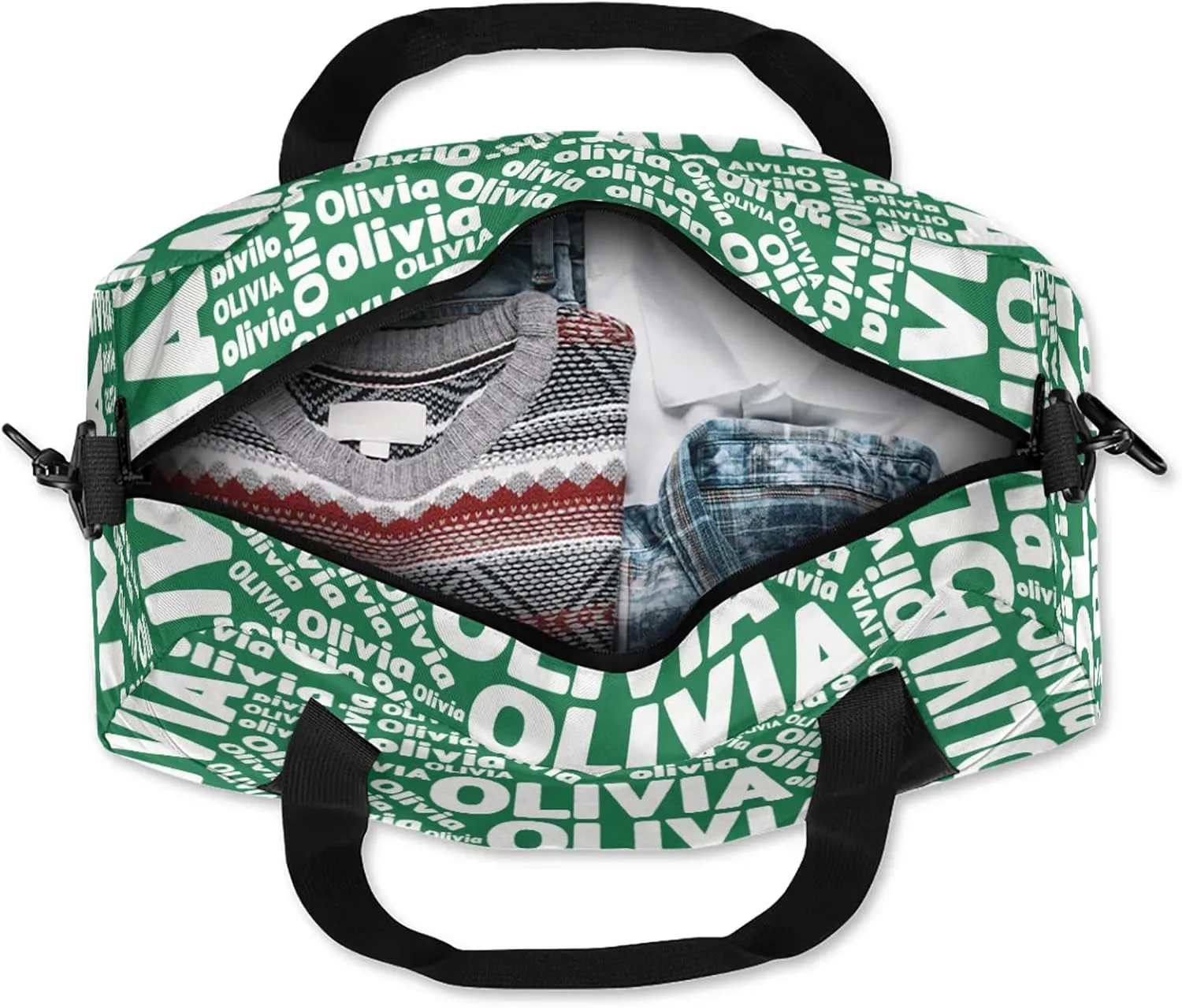 Personalized Gym Sport Duffel Bag with Name Custom Travel Overnight Bag Waterproof Customized Dance Bag Carry-On Tote 18.5in, Dark Green