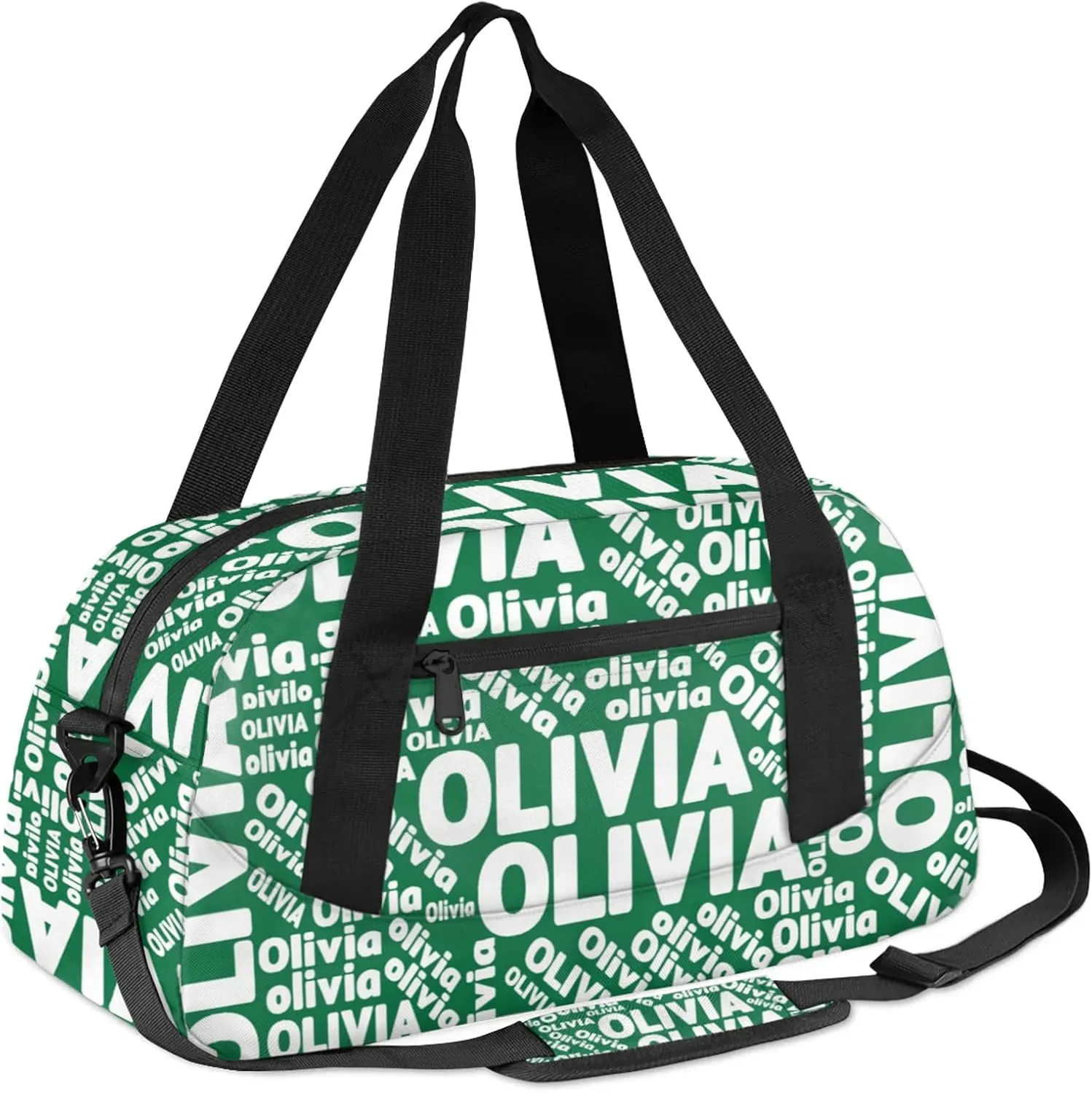 Personalized Gym Sport Duffel Bag with Name Custom Travel Overnight Bag Waterproof Customized Dance Bag Carry-On Tote 18.5in, Dark Green