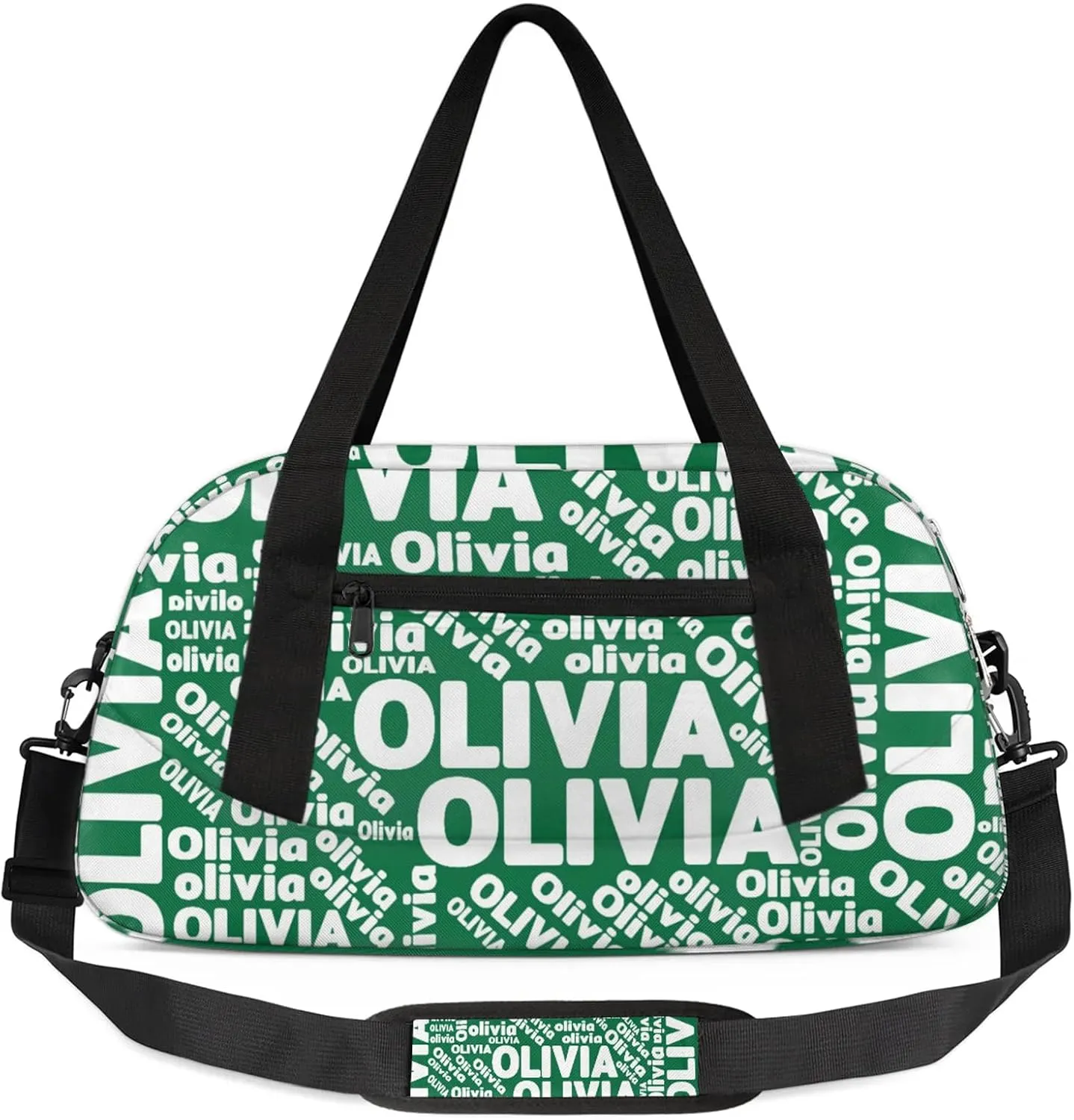 Personalized Gym Sport Duffel Bag with Name Custom Travel Overnight Bag Waterproof Customized Dance Bag Carry-On Tote 18.5in, Dark Green