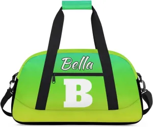 Personalized Initial Gym Duffel Bag, Monogrammed Gifts Sports Duffel Bag Weekender Overnight Bag for Women Men, Gradient Green