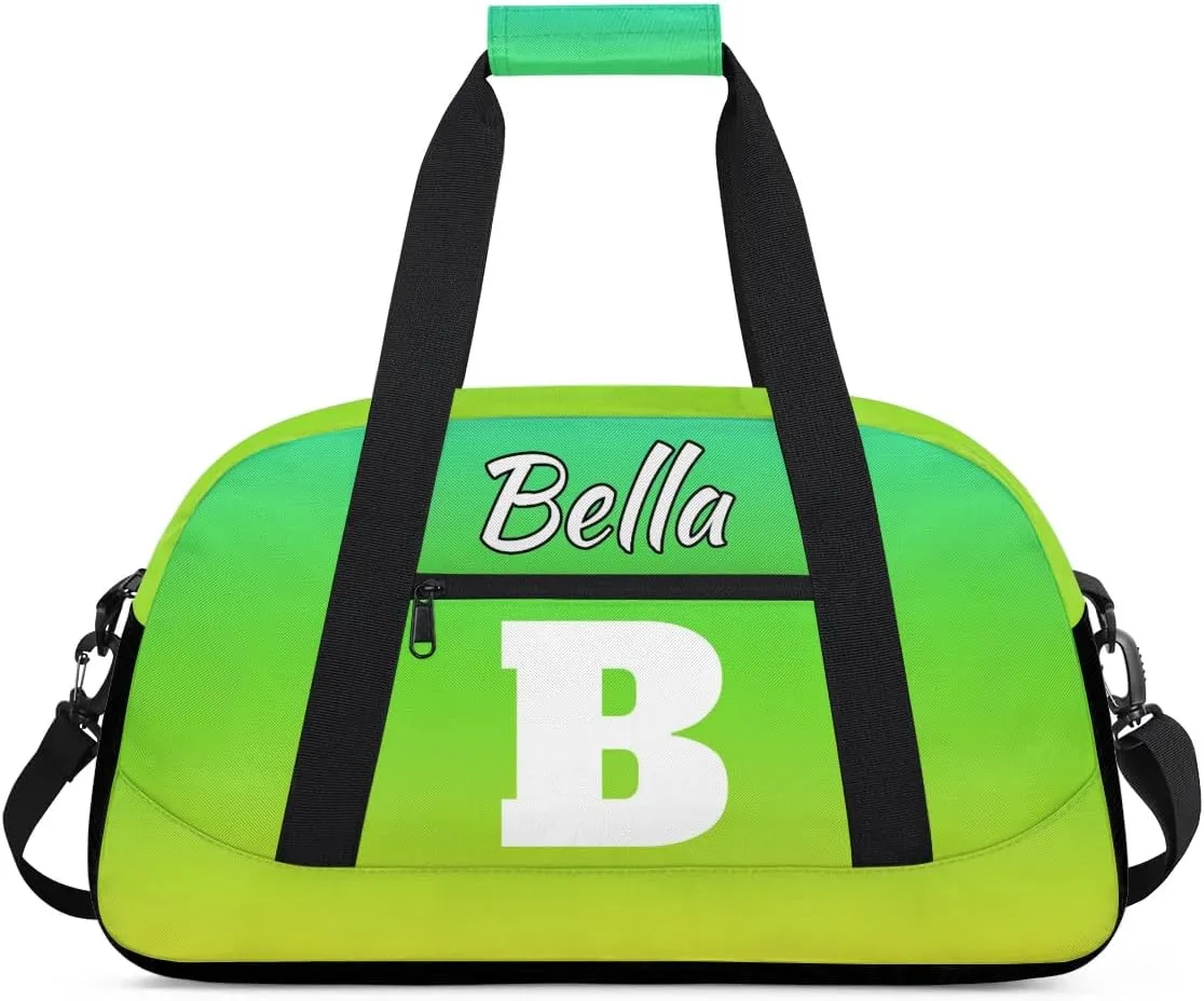 Personalized Initial Gym Duffel Bag, Monogrammed Gifts Sports Duffel Bag Weekender Overnight Bag for Women Men, Gradient Green