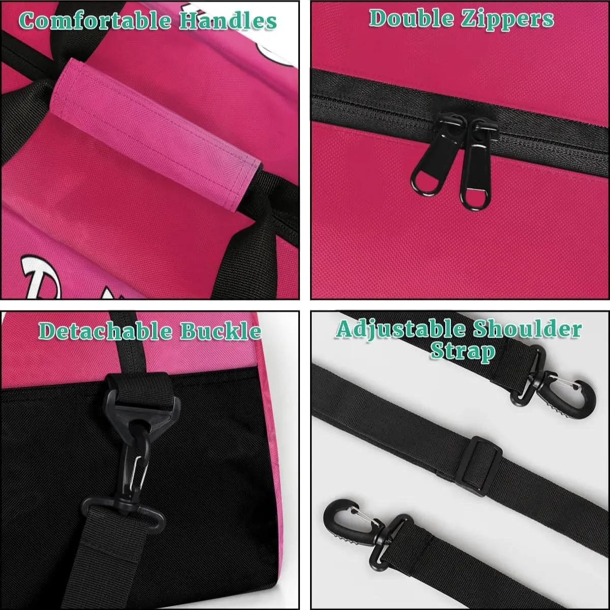Personalized Initial Gym Duffel Bag, Monogrammed Gifts Sports Duffel Bag Weekender Overnight Bag for Women Men, Hot Pink