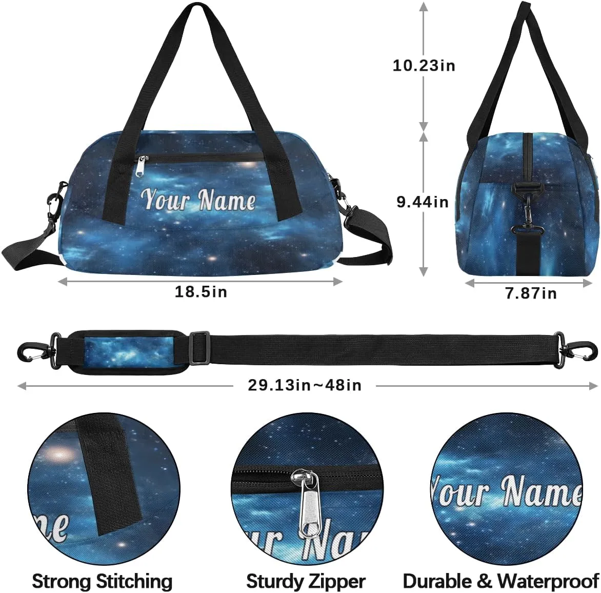 Personalized Kids Duffel Bag Universe,Custom Sport Gym Bag for Boys Girls,WWeekender Overnight Bags Travel Duffel Bag,Customized Kids Gift