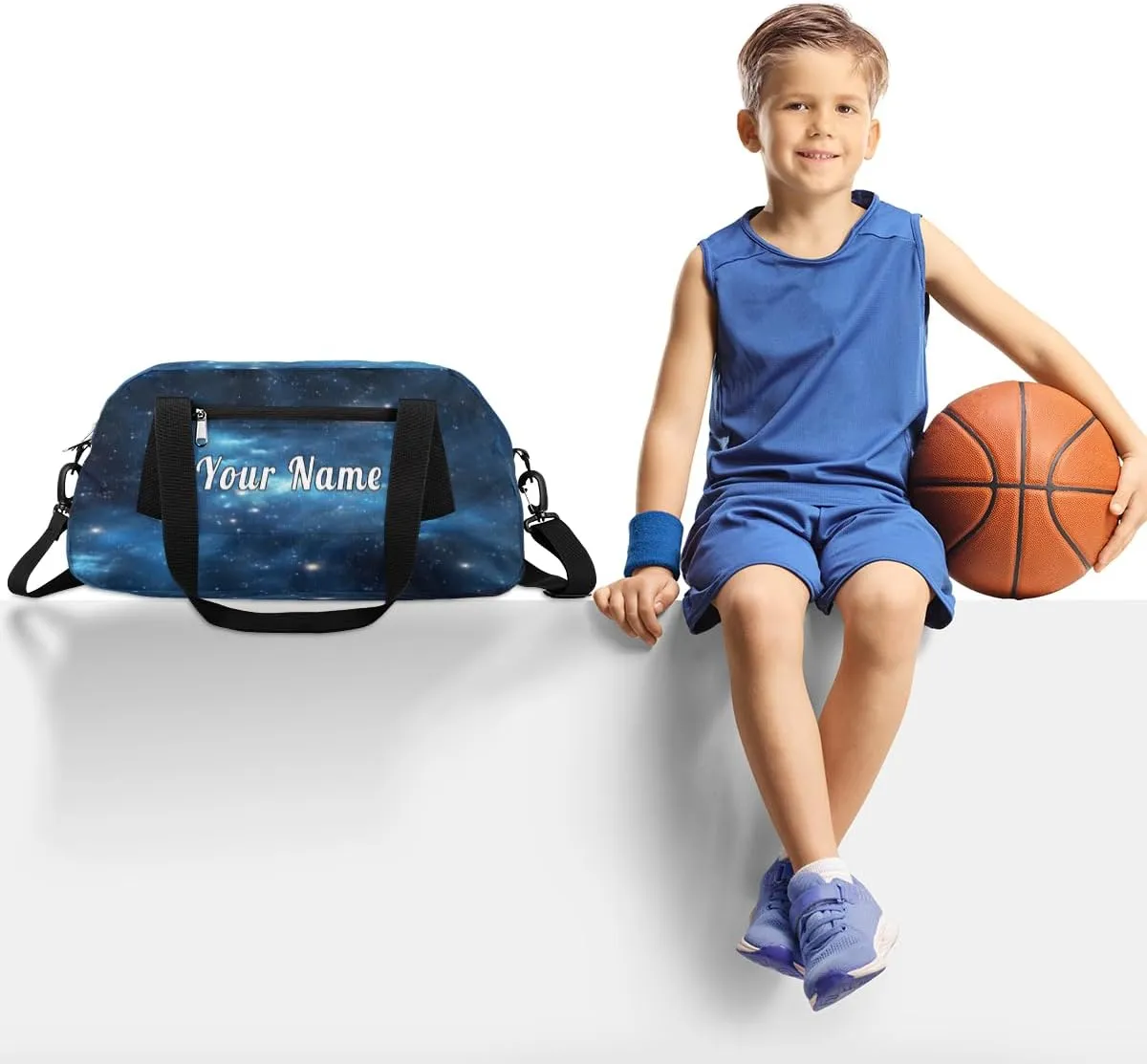 Personalized Kids Duffel Bag Universe,Custom Sport Gym Bag for Boys Girls,WWeekender Overnight Bags Travel Duffel Bag,Customized Kids Gift