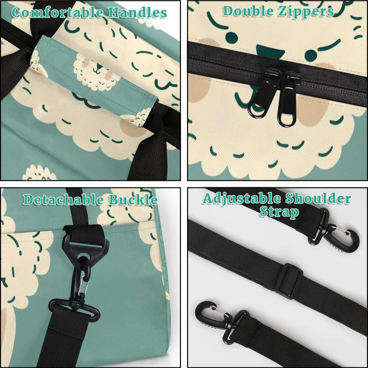 Personalized Kids Sports Duffel Bag with Name Custom Weekender Overnight Bag for Boys Girls Gym Bag Travel Dance Gymnastics Duffel Bag, Funny Sheep Animal