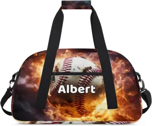 Personalized Kids Sports Duffel Bag with Name Custom Weekender Overnight Bag for Boys Girls Gym Bag Travel Dance Gymnastics Duffel Bag, Sports Baseball Theme