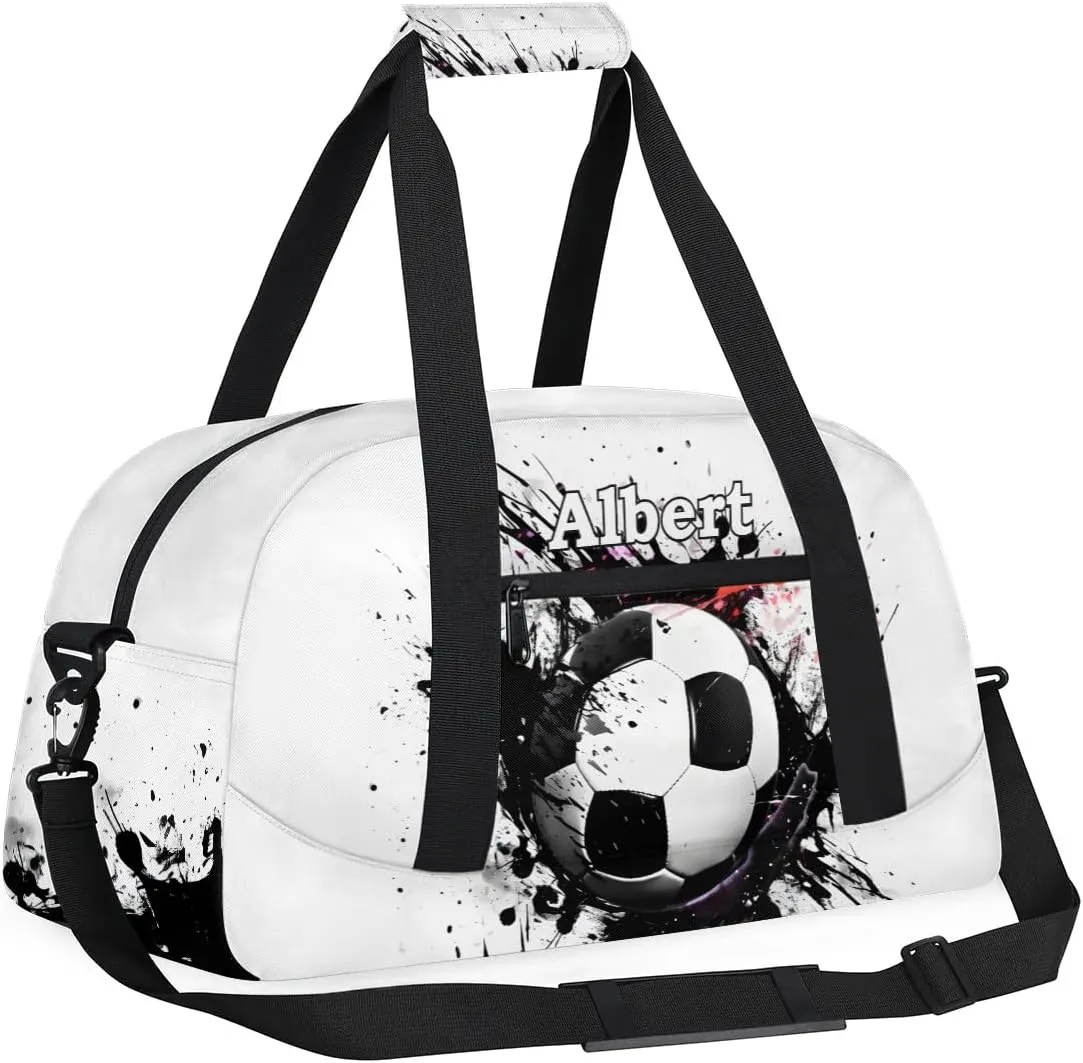 Personalized Kids Sports Duffel Bag with Name Custom Weekender Overnight Bag for Boys Girls Gym Bag Travel Dance Gymnastics Duffel Bag, Sports Soccer