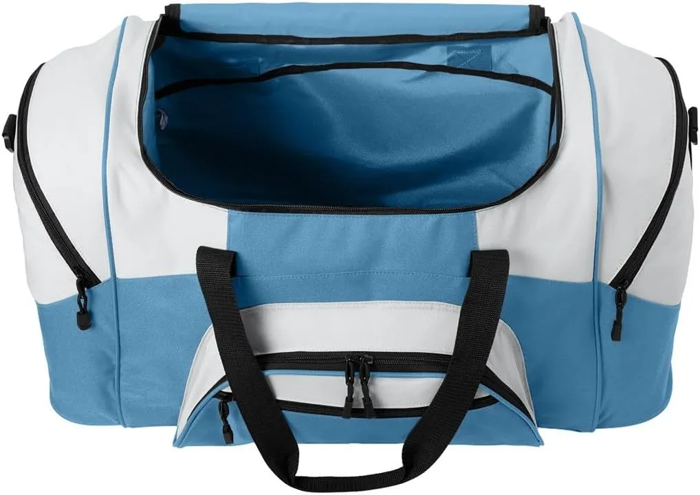 Personalized Large Duffel Bag, Football, Soccer, Basketball, Baseball Duffle Bag, Athlete Gift, Sport Bag, Embroidered Name, Carolina Blue/Grey