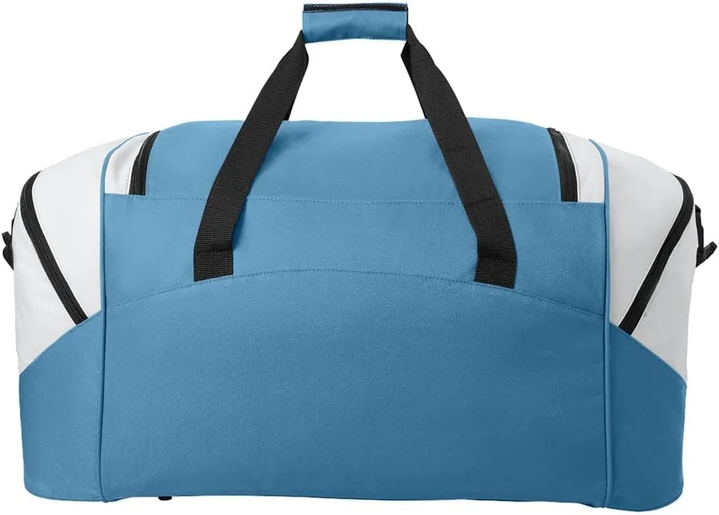 Personalized Large Duffel Bag, Football, Soccer, Basketball, Baseball Duffle Bag, Athlete Gift, Sport Bag, Embroidered Name, Carolina Blue/Grey