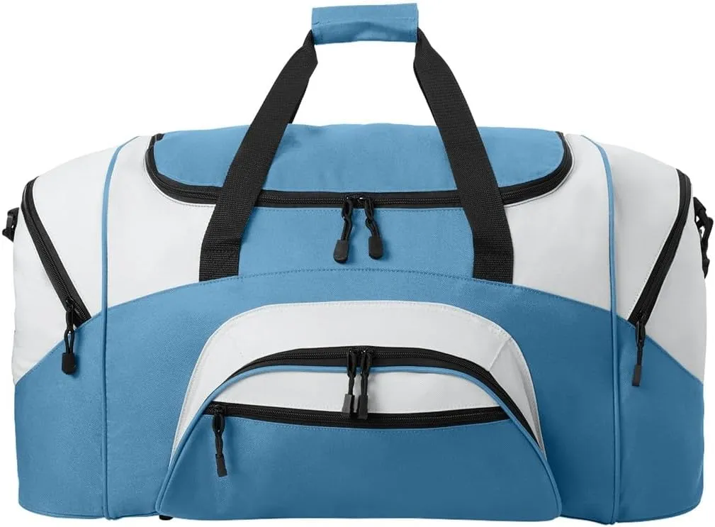 Personalized Large Duffel Bag, Football, Soccer, Basketball, Baseball Duffle Bag, Athlete Gift, Sport Bag, Embroidered Name, Carolina Blue/Grey