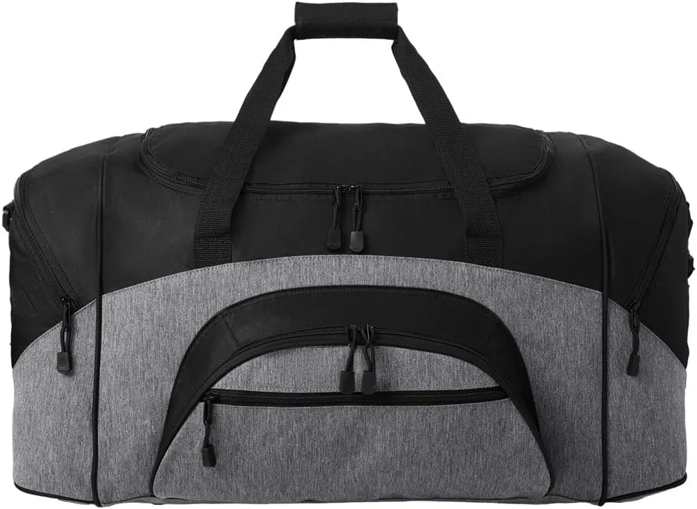 Personalized Large Duffel Bag, Football, Soccer, Basketball, Baseball Duffle Bag, Athlete Gift, Sport Bag, Embroidered Name, Heather Grey/Black