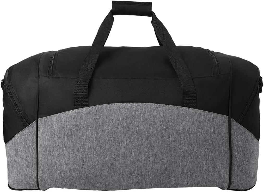 Personalized Large Duffel Bag, Football, Soccer, Basketball, Baseball Duffle Bag, Athlete Gift, Sport Bag, Embroidered Name, Heather Grey/Black