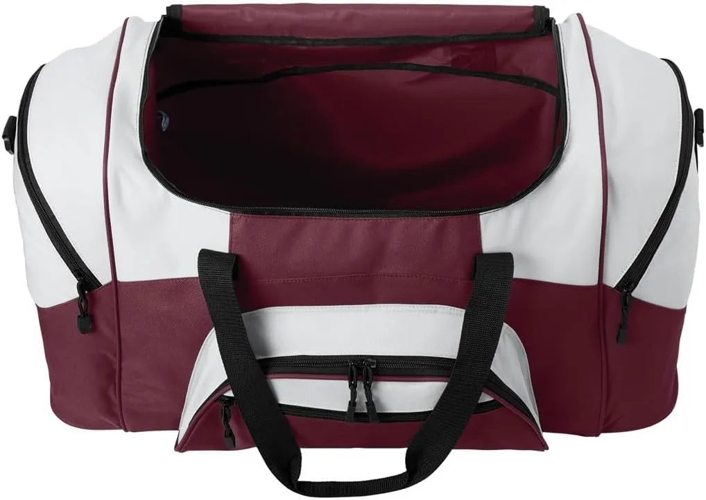 Personalized Large Duffel Bag, Football, Soccer, Basketball, Baseball Duffle Bag, Athlete Gift, Sport Bag, Embroidered Name, Maroon/Grey