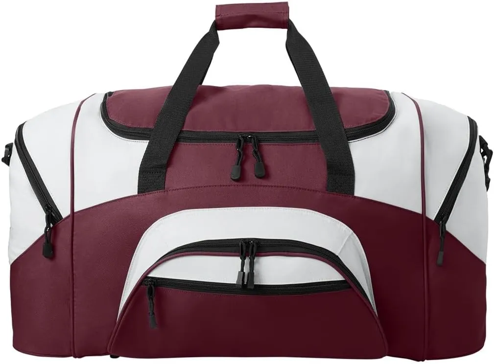Personalized Large Duffel Bag, Football, Soccer, Basketball, Baseball Duffle Bag, Athlete Gift, Sport Bag, Embroidered Name, Maroon/Grey
